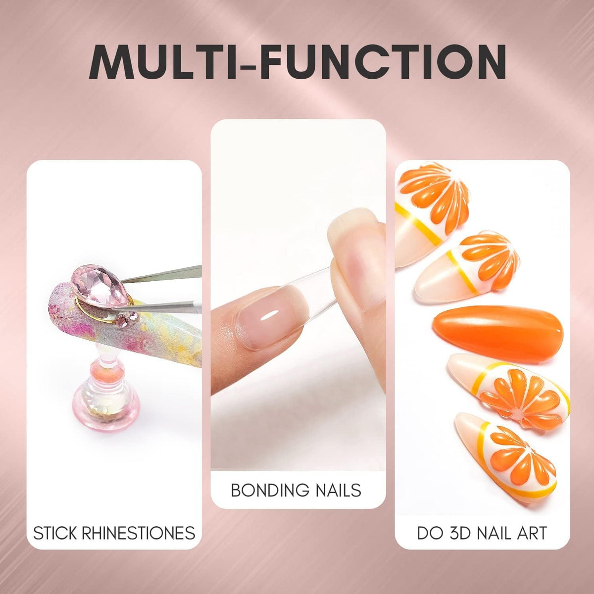 MY COLORS Gel Nail Glue, Solid Nail Gel for Soft Gel Nails Tips 20 ML Nail Lamp Needed Multifunctional Nails Tools Strong Adhesive Rhinestone Glue Gel's - Image 5