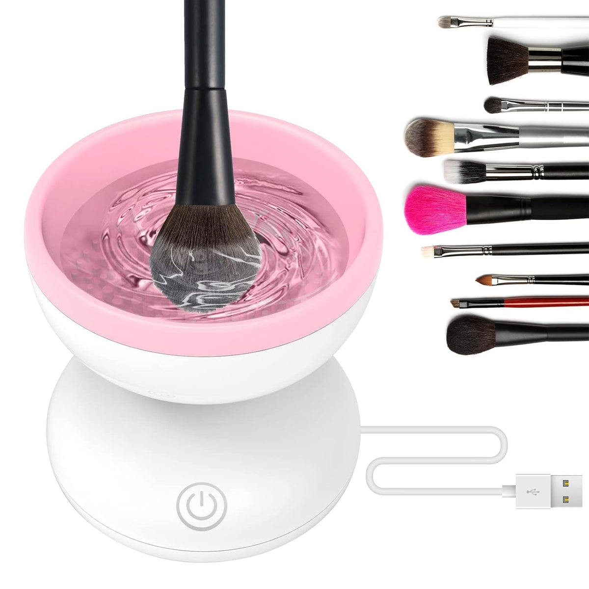 COSLUXE Automatic Makeup Brush Cleaner - Beauty Blender Cleanser Electric Brush Cleaner Spinner Tool for All Type Makeup Brushes - Cosmetic Brush Washing Cleaner All Size Makeup Brushes