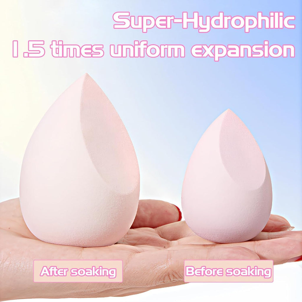 COSLUXE Makeup Sponge Set Beauty Blender with Egg Case, Soft Sponge For Liquid Foundation, Creams, and Powders?Latex Free Wet and Dry Makeup Purple Series, 8 Pcs - Image 7