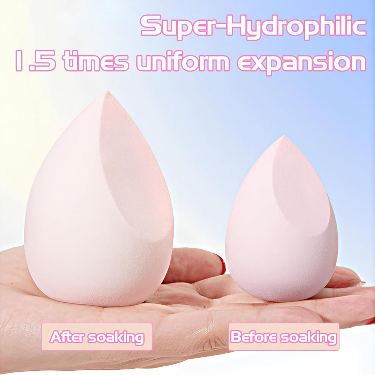 COSLUXE Makeup Sponge Set Beauty Blender with Egg Case, Soft Sponge For Liquid Foundation, Creams, and Powders?Latex Free Wet and Dry Makeup Purple Series, 8 Pcs - Image 7