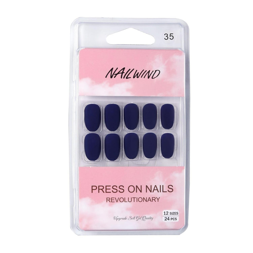 NAILWIND 24pcs Press on Nails | Matte Natural French Short False Nails | Acrylic Full Cover Nails | Natural Fake Nails Delicate & Comfortable for Women and Girls (V-35) - Image 5