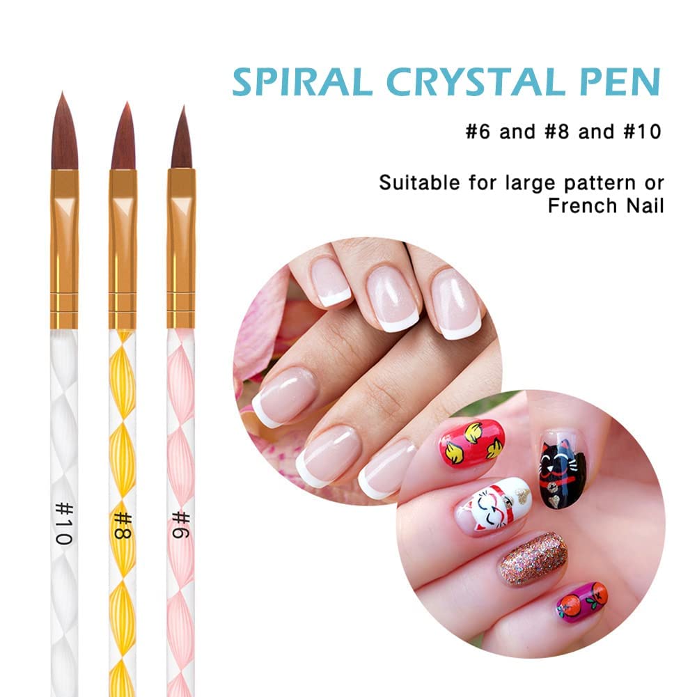 NAILWIND Acrylic Nail Brush Set for Acrylic Powder, Poly Extension Gel Brush, Nail Art Tips Builder Brush, for Application UV Gel Brushe with Glitter Handle SET - Image 4