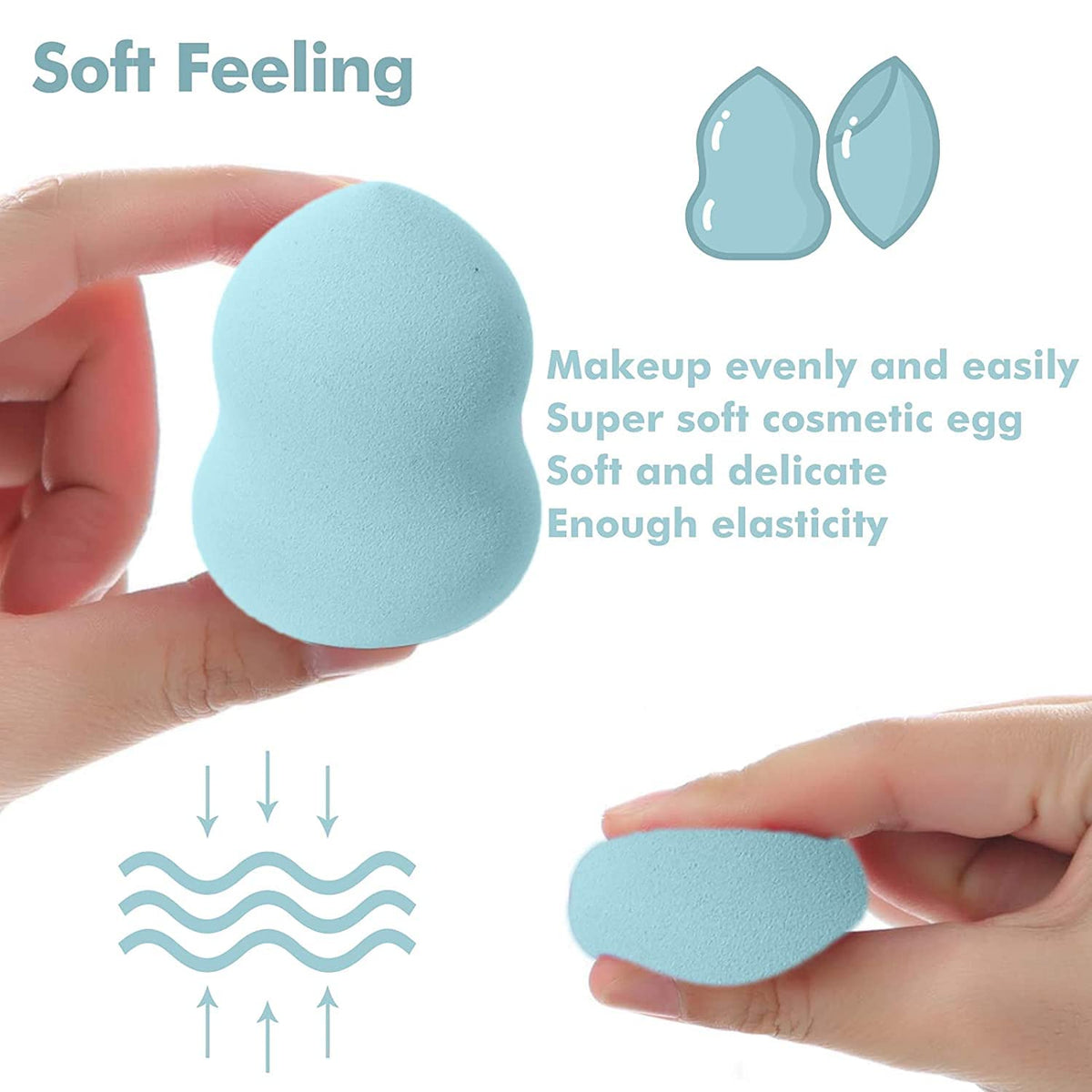 COSLUXE Makeup Sponge Set Beauty Blender with Egg Case, Soft Sponge For Liquid Foundation, Creams, and Powders, Latex Free Wet and Dry Makeup Multi-colored, 8 Pcs - Image 7