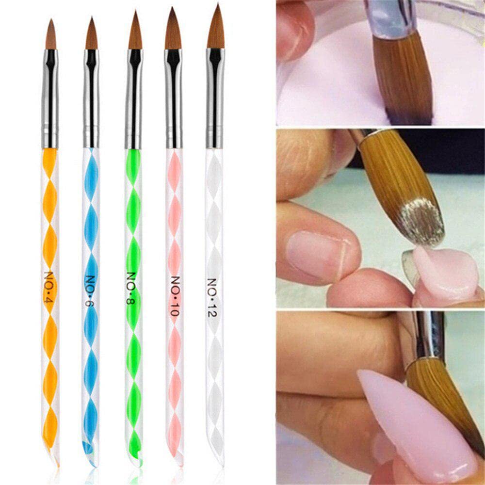 NAILWIND Acrylic Nail Brush Set for Acrylic Powder, Poly Extension Gel Brush, Nail Art Tips Builder Brush, for Application UV Gel Brushe with Glitter Handle SET - Image 8