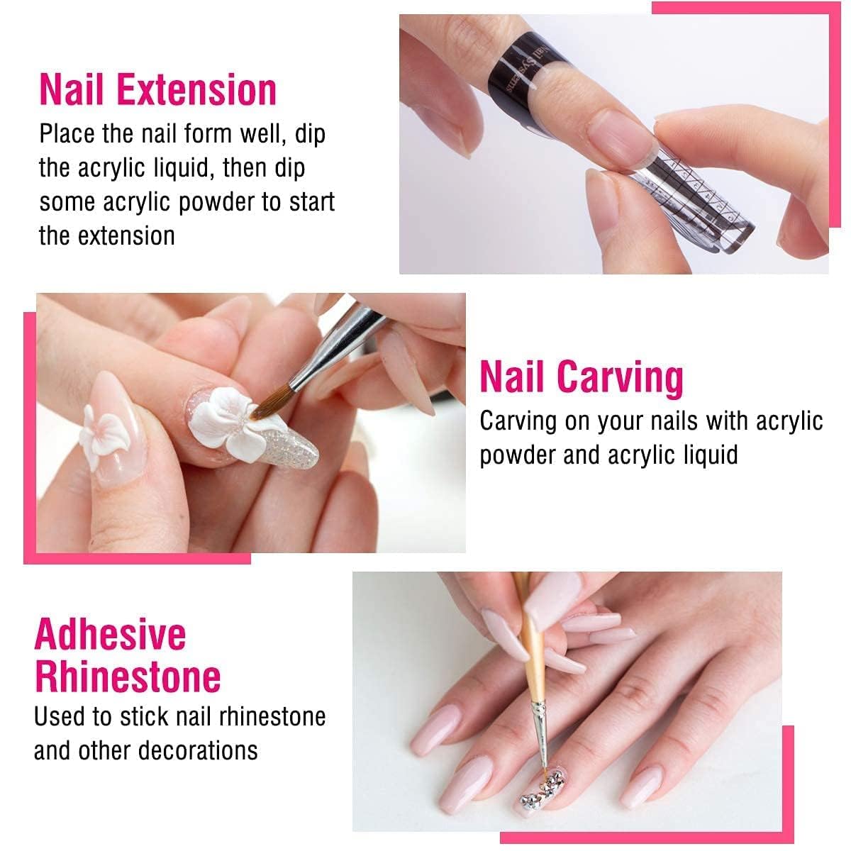 NAILWIND Acrylic Nail Kit with Acrylic's Powder, Nail Kit for Beginners, Professional Acrylics Nails' Brush & Tips, Nail Extension Kit for DIY Salon-Quality Acrylic Nail's - Image 5