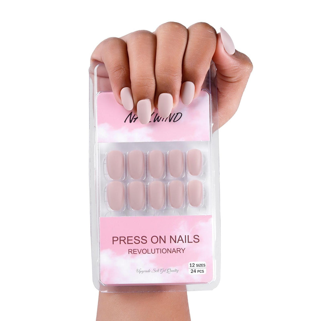 NAILWIND 24 Natural French Short False Nails Acrylic Full Cover Nails,Natural Fake Nails Delicate & Comfortable for Women and Girls (N33, 24 Count -Pack of 1) - Image 2