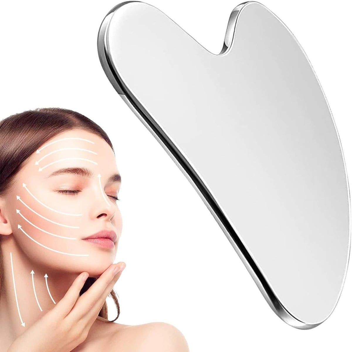 COSLUXE Stainless Steel Gua Sha Facial Tools, Guasha Scraping Massage Tool For Face Body Spa, Facial Lifting Traditional Acupuncture Therapy Trigger Point Treatment