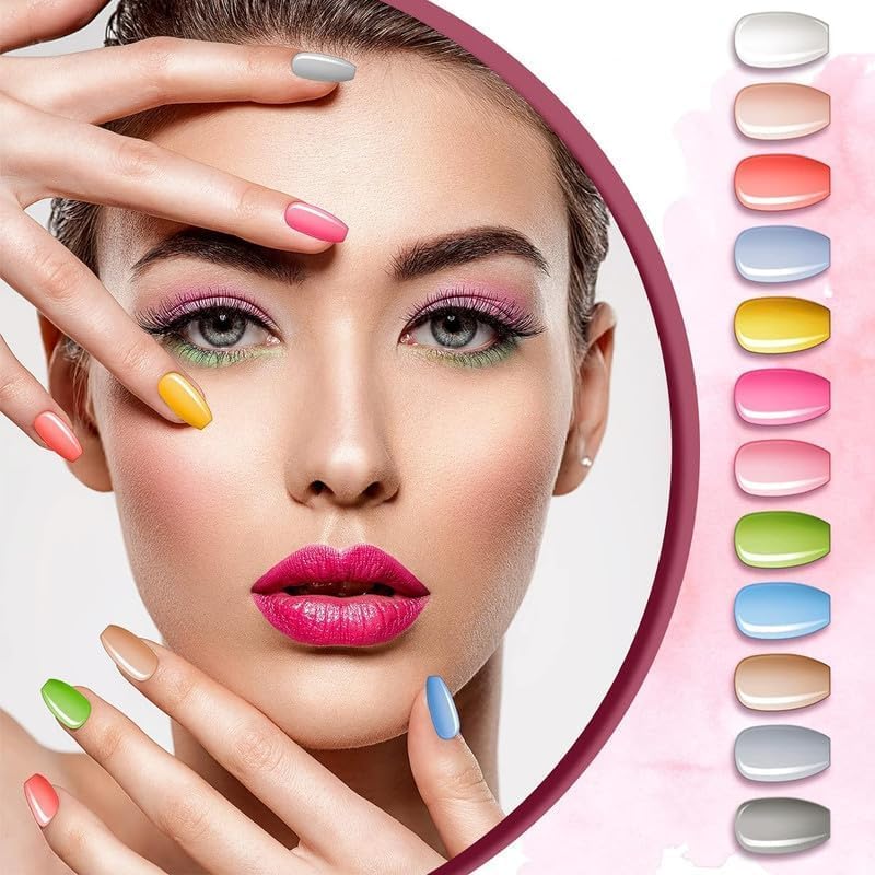 NAILWIND 24 Color Press On Nails Fake Nail 576Pcs, Press on Nail, Artificial Nail Extensions Combo in Multicoloured, Full Cover Glossy Nude False Acrylic Nails for Women Girls - Image 7