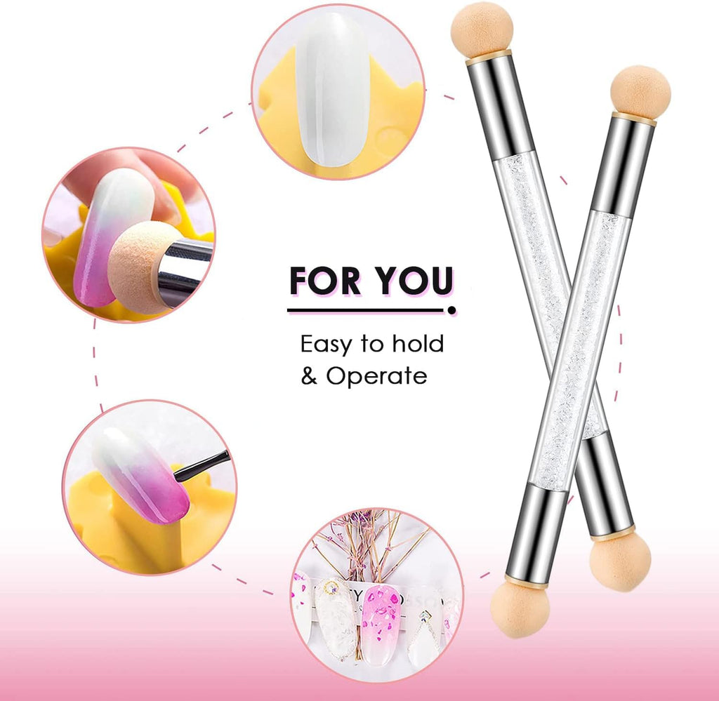 NAILWIND Nail Sponges for Ombre, Nail Art Sponge, Nail Art Tool Pen Dual Head Nail Sponge Brush Picking Dotting Gradient Ombre Nail Pen Brush with 4 Replacement Heads - Image 4