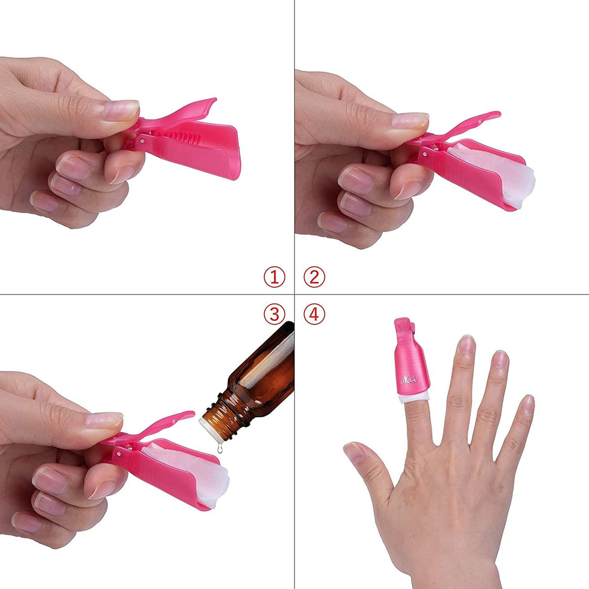 Cosluxe 10Pcs Professional Plastic Acrylic Nail Art Polish Remover Clips UV Gel Wrap Cleaner Soak Off Cap Clip white - Image 6