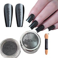 NAILWIND Nail Art Chrome Black Colors Powder Coating Powder, Mirror Black Nail Powder - Glossy, Glitter & Mirror Effect - DIY Nail Art Accessory with Metallic Pigments