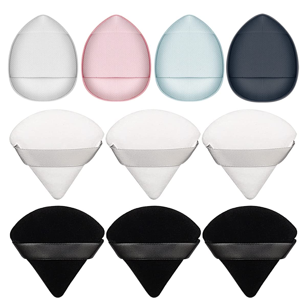 COSLUXE IMAGIC Makeup Triangle Finger Sponge Set,6- Face Triangle Soft Makeup puff, 4 - Finger Puff Mini Makeup powder Puff for Contouring, Under Eyes and Corners,Loose Powder Multicolour