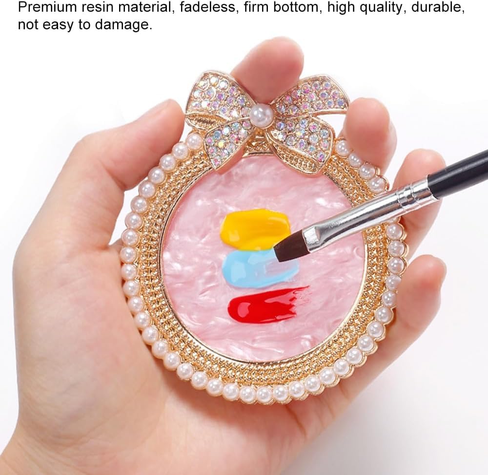 NAILWIND Resin Stone Nail Art Palette, Nail Mixing Palette with Diamond Base, Nail Art Cosmetic Mixing Palette Color Mixing Pigment Polish Holder Nail Art Painting Gel Palette Pearls - 1 pcs - Image 2