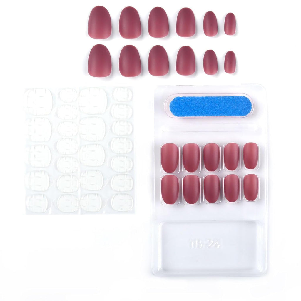 NAILWIND 24pcs Press on Nails | Matte Natural French Short False Nails | Acrylic Full Cover Nails | Natural Fake Nails Delicate & Comfortable for Women and Girls (V-34) - Image 4
