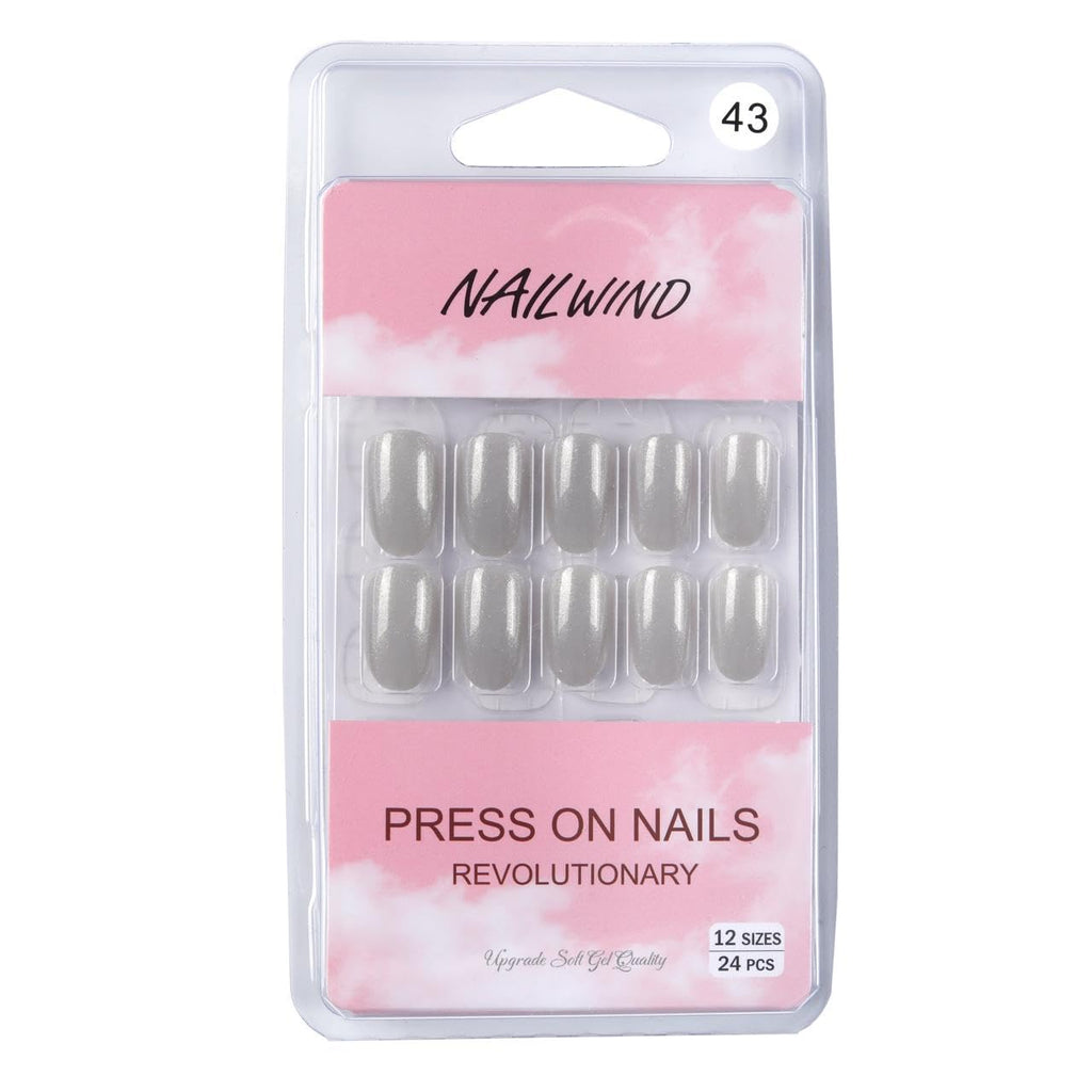 NAILWIND 24pcs Press on Nails | Natural Short False Nails Acrylic Full Cover Nails | Natural Fake Nails Delicate & Comfortable for Women and Girls (V-43) - Image 5