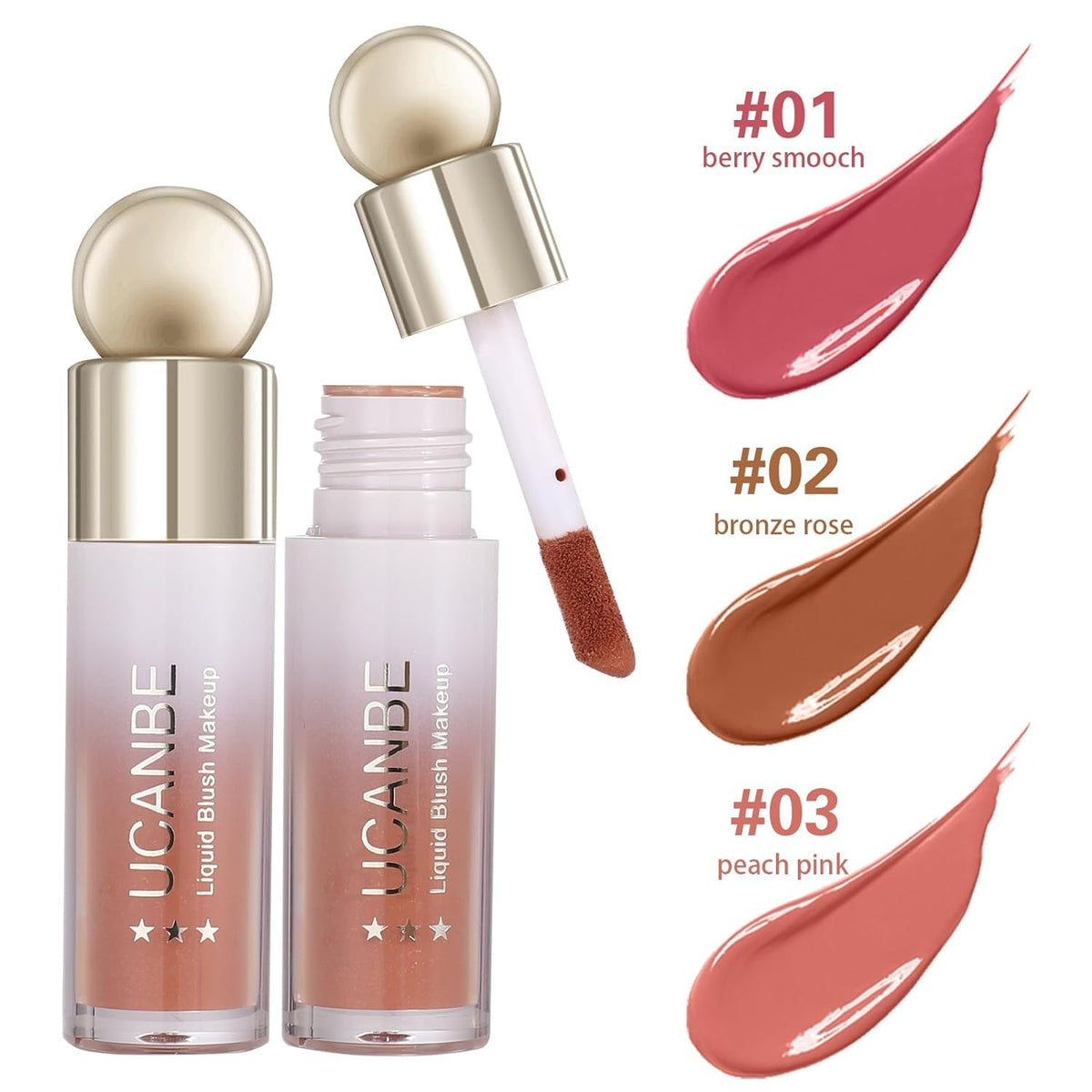 COSLUXE UCANBE 3 PCS Liquid Blush Makeup Set, Blendable Soft Cream Face Blush for Cheeks, Natural Matte Finish Looking Long-Wearing Smudge-Proof Moisturizing Makeup (01) - Image 2
