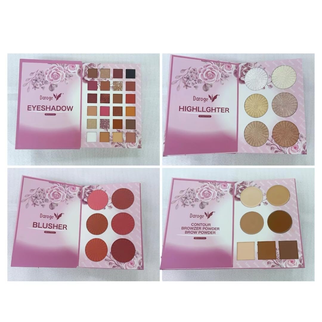 COSLUXE x Daroge All In 1 MakeUp Eyeshadow, Highlighters, Contour, Eyebrow, Blush Palette - Long Wearing Highly Pigmented Glitter Makeup Palette For Women Girls 120g - Image 5