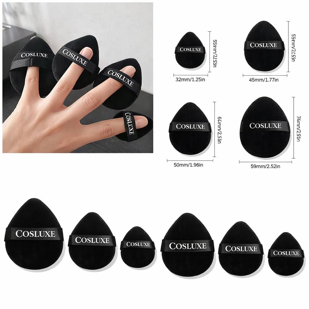COSLUXE 4 Pcs Triangle Makeup Puffs – Soft Velvet Face Powder Applicators for Setting, Blush & Foundation, Reusable Cosmetic Beauty Tools for Daily & Travel Use - Image 3