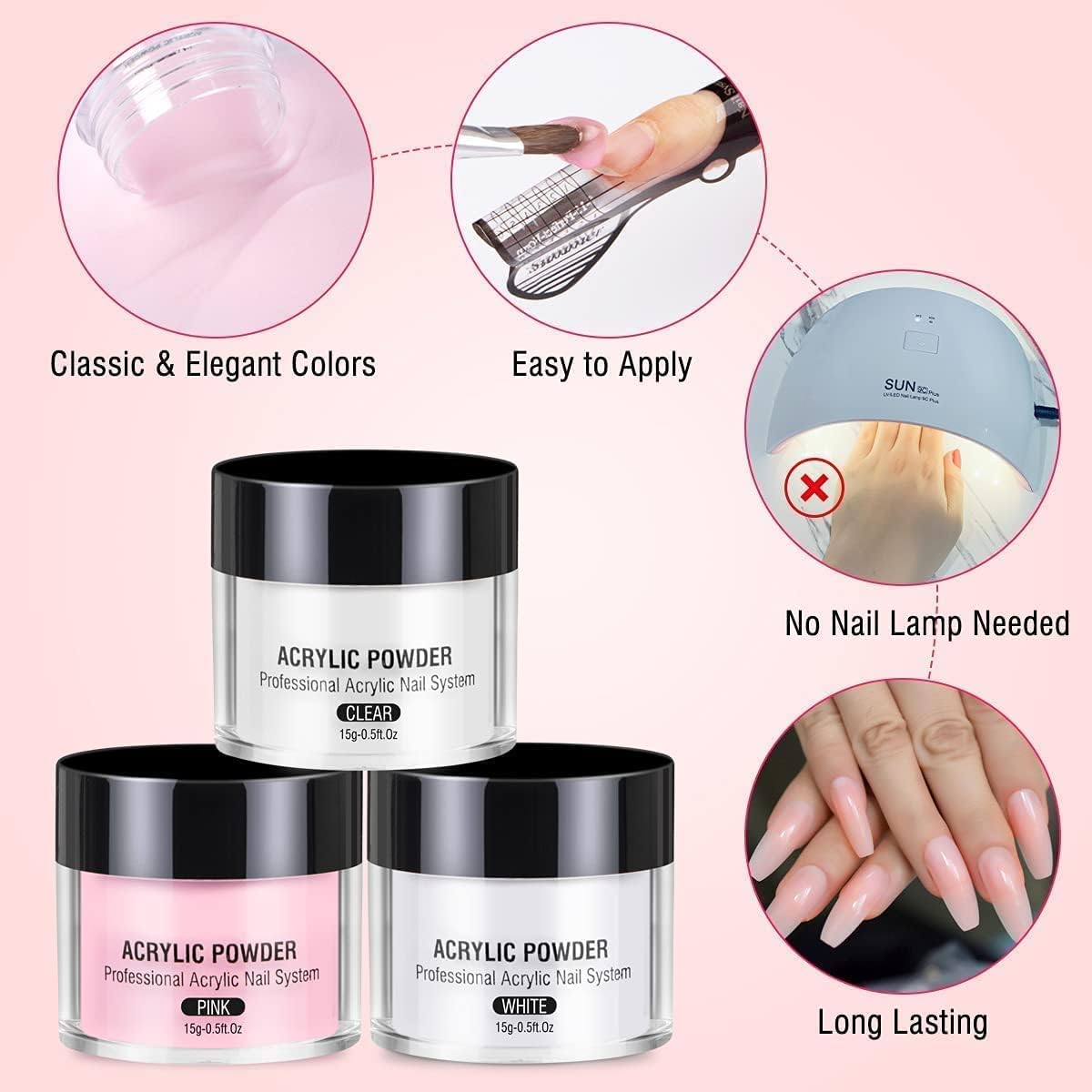 NAILWIND Acrylic Powder Set, 30g Professional Acrylic Nail Powder System for Acrylic Nails Extension,Nail Art (CLEAR, Pack OF 1) - Image 2