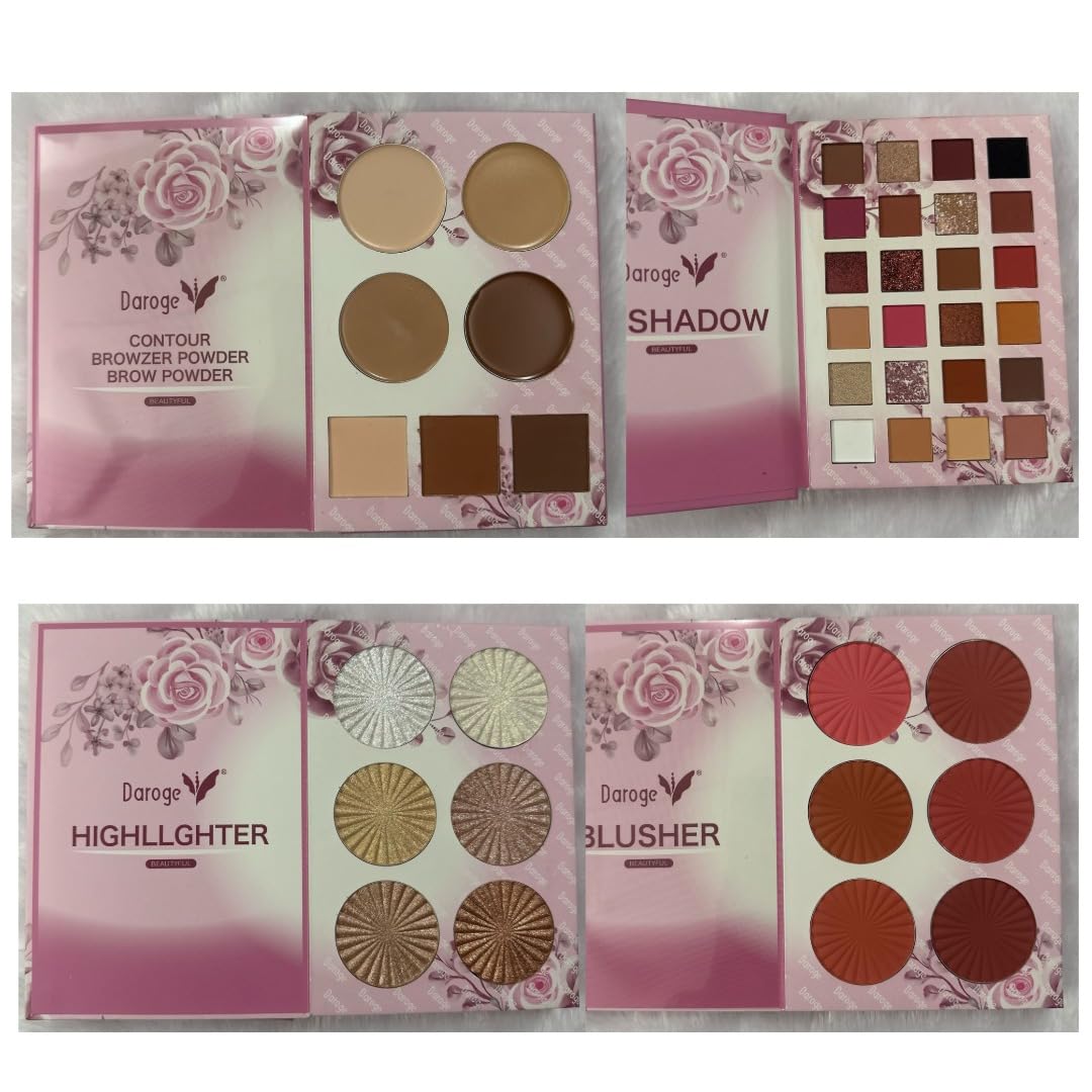COSLUXE x Daroge All In 1 MakeUp Eyeshadow, Highlighters, Contour, Eyebrow, Blush Palette - Long Wearing Highly Pigmented Glitter Makeup Palette For Women Girls 120g - Image 4