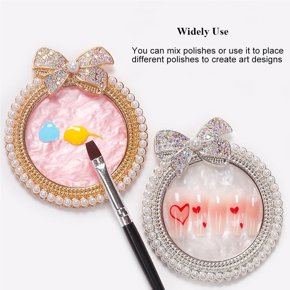 NAILWIND Resin Stone Nail Art Palette, Nail Mixing Palette with Diamond Base, Nail Art Cosmetic Mixing Palette Color Mixing Pigment Polish Holder Nail Art Painting Gel Palette Pearls - 1 pcs - Image 6