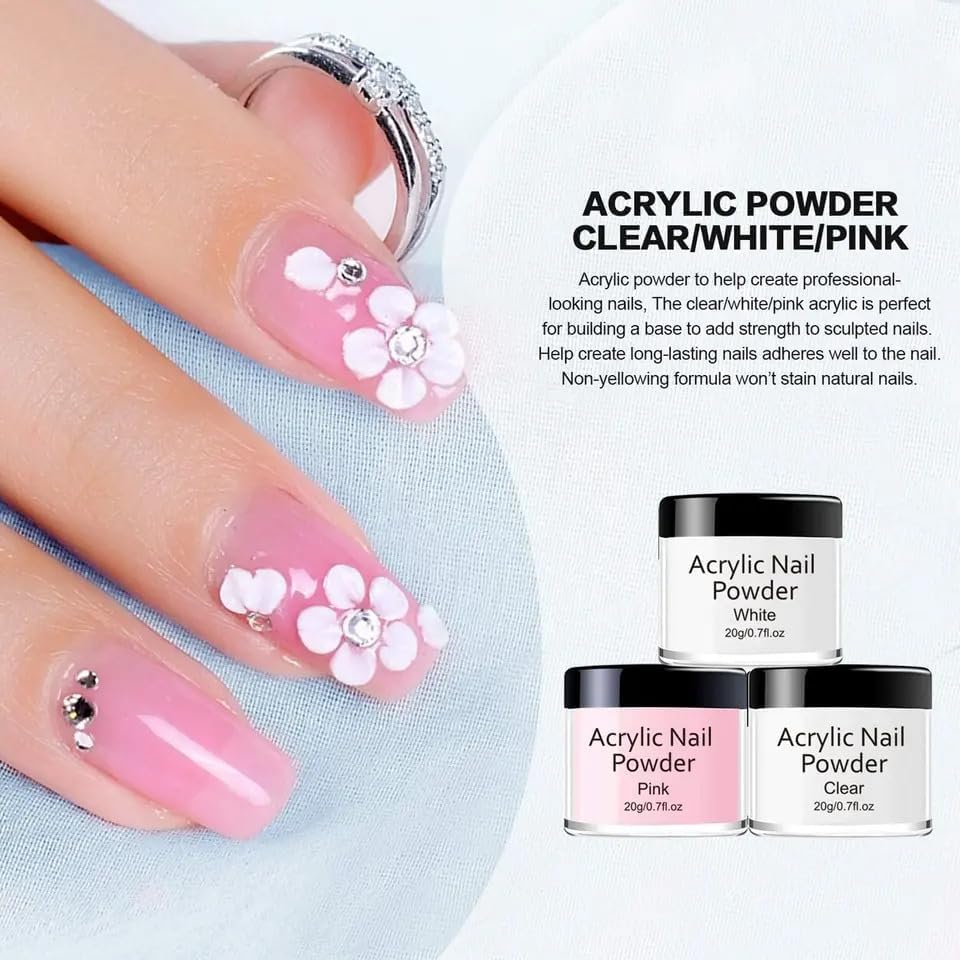 NAILWIND Acrylic Nail Kit with Acrylic's Powder, Nail Kit for Beginners, Professional Acrylics Nails' Brush & Tips, Nail Extension Kit for DIY Salon-Quality Acrylic Nail's - Image 7