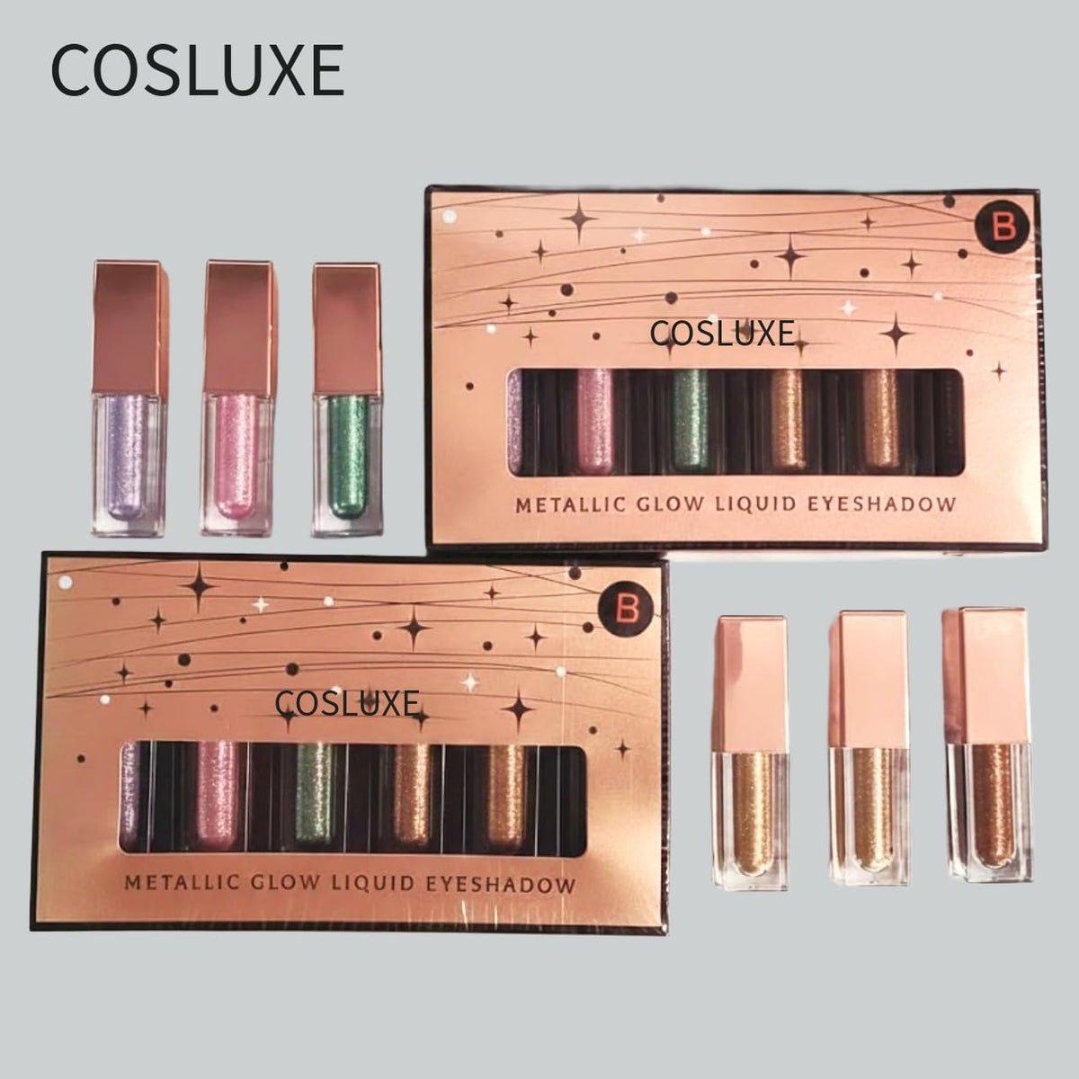 COSLUXE 6 pcs Glitter Liquid Eyeshadow Set, 6 Colors Metallic Glitter Shimmer Smokey Eye Looks Waterproof Long Lasting EyeShadow Makeup Kits (B) - Image 7