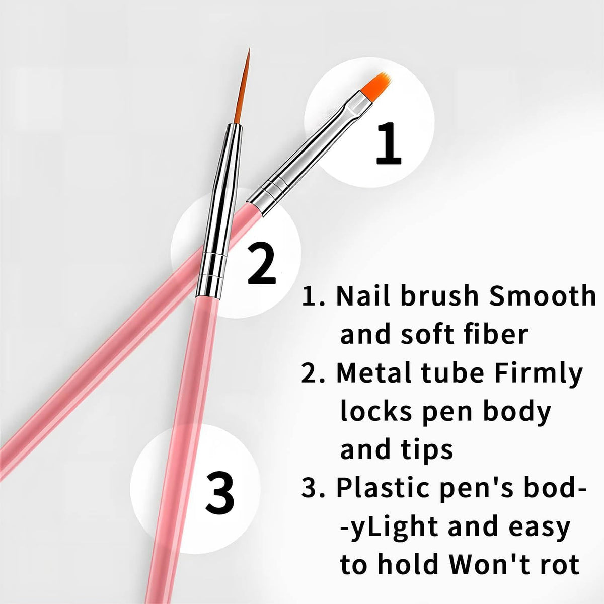 NAILWIND Nail Art Brushes, Nail Art, Design Dotting Painting Drawing Polish Brush Pen Tools,Nail Designs on Gel Acrylic and Natural Nails- Salon PINK, 15 PCS - Image 4