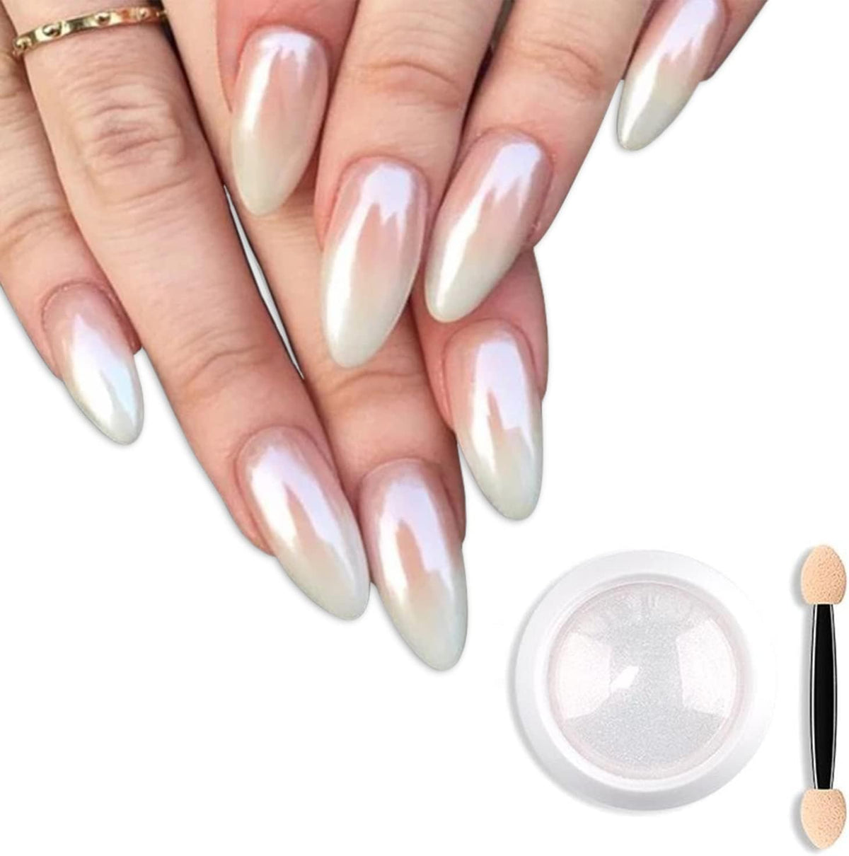 MY COLORS White Rainbow Chrome Nail Powder Set, Reflective Glitter Metallic Mirror Effect for Nails Art Design 3D Holographic Silver Rose Gold Pigment - Image 2