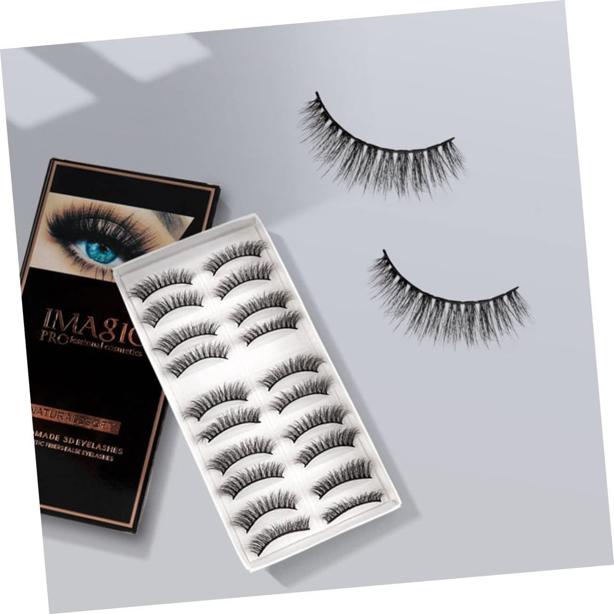 Imagic PROfessional Synthetic Fibers False Eyelashes, Natural & soft 100% Handmade 3D Eyelashes Pack 10 Pairs of 1 box - Image 9