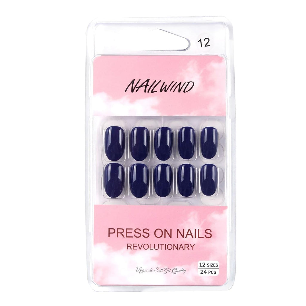 NAILWIND 24 Press on Nails | Natural French Short False Nails | Acrylic Full Cover Nails | Natural Fake Nails Delicate & Comfortable for Women and Girls (V-12)