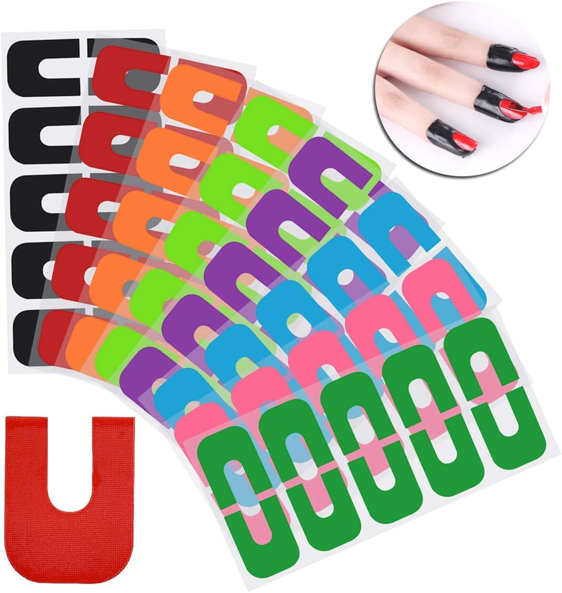 NAILWINDNail Polish Protector, Disposable Peel Off Sticker, U-Shape Tape for Nail Art Painting, Skin Barrier Spill Proof Sticker Nail Art Protector Cover 10 Sheets 100 Piece - Image 2