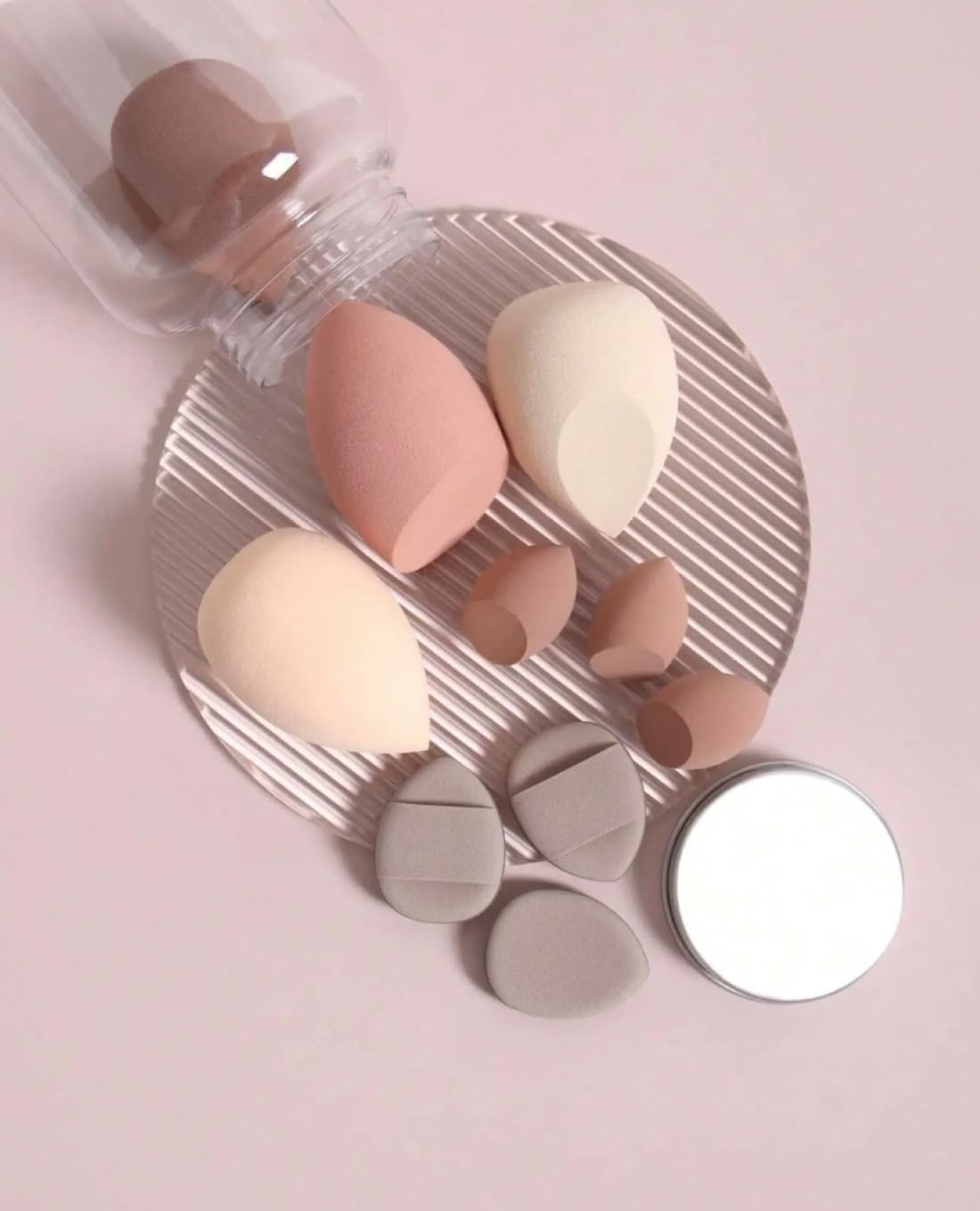 My Colors 12 Pcs Makeup Sponges Set With Storage Jar, 4 Beauty Blender Sponge, 3 Mini Makeup Sponge & 2 Triangle Puff Set, 3 Finger Puff Makeup Sponges for Foundation, Liquid, Cream, Powder, Multicolor Makeup Sponge Set for All types Of Skin - Image 5