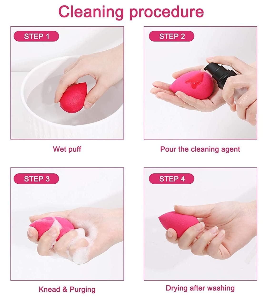 My Colors Makeup Sponge Set Beauty Blender with Egg Case, Soft Sponge For Liquid Foundation, Creams, and Powders?Latex Free Wet and Dry Makeup, 4 Big + 3 Mini -7 Pcs set - Image 7