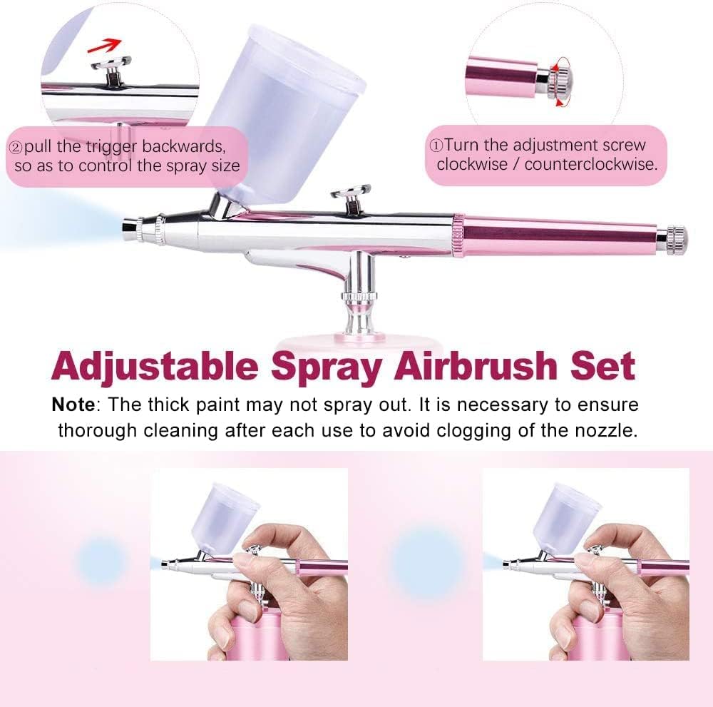 COSLUXE Air brush Set, Professional Facial Makeup Airbrush Gun Kit, USB Rechargeable Air Brush Pen for Makeup Skin SPA Art Nail Painting Tattoo Manicure Cakes DIY, with 3 Capacity Cups - Image 9