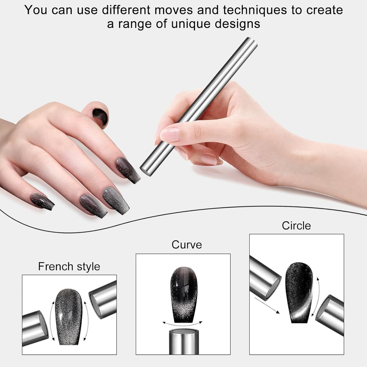 NAILWIND Cat Eye Magnet for Nails, 5.9inch Super Long Double-head Nail Polish Magnet Pens Magnet Stick 3D Magnetic Cat Eye Gel Polish Nail Art Tool, for Home DIY, Nail Art Magnet ,Nail Art Lovers, - Image 4