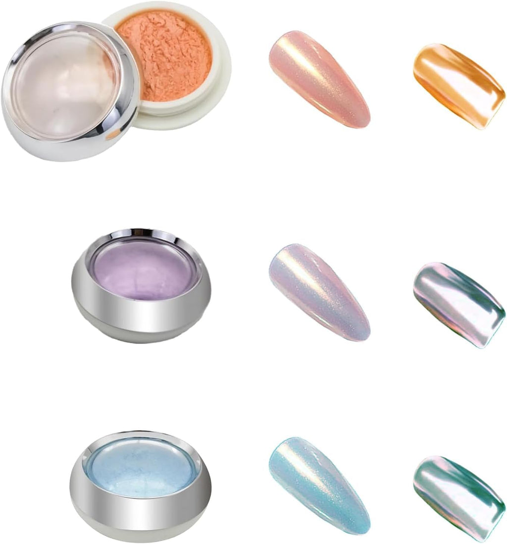NAILWIND Chrome Nail Powder, 6 Aurora Mermaid Nail Powder Iridescent Pearl Nail Art Powder Metallic Mirror Effect Pigment Glitter Dust Kit Nail Art Supplies for Gel Polish Nail Decorations - Image 3