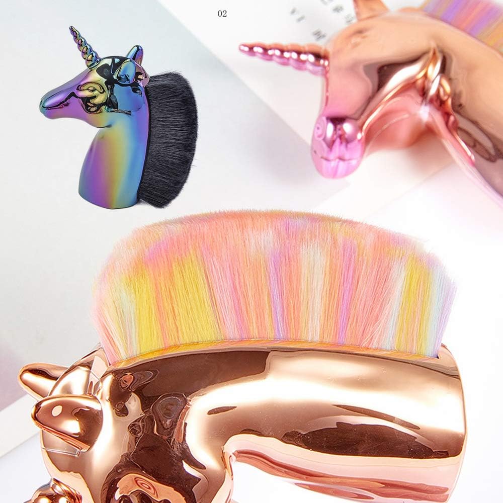 NAILWIND Unicorn Nail brush Makeup Brush For Nail Art, Powder Foundation, Blush, Contour, Manicure, Rainbow Horse Big Brush For Face & Hands - Image 3