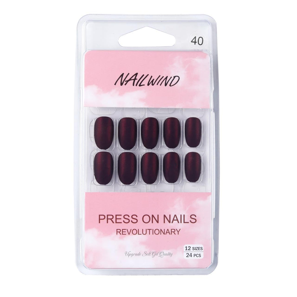 NAILWIND 24pcs Press on Nails | Matte Natural French Short False Nails | Acrylic Full Cover Nails | Natural Fake Nails Delicate & Comfortable for Women and Girls (V-40) - Image 5