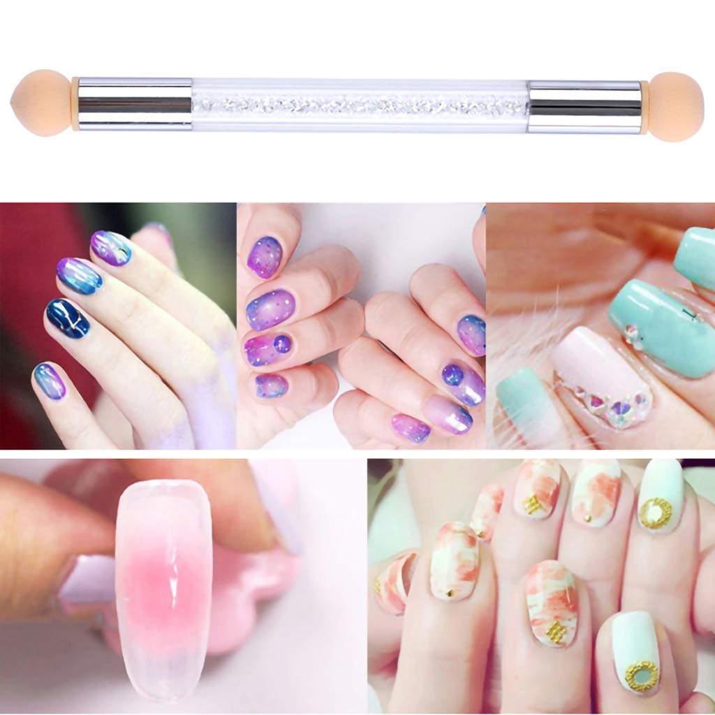 Cosluxe Sponge Nail Art Tool Pen Dual Head Nail Sponge Brush Picking Dotting Gradient Ombre Nail Pen Brush with 4 Replacement Heads - Image 5