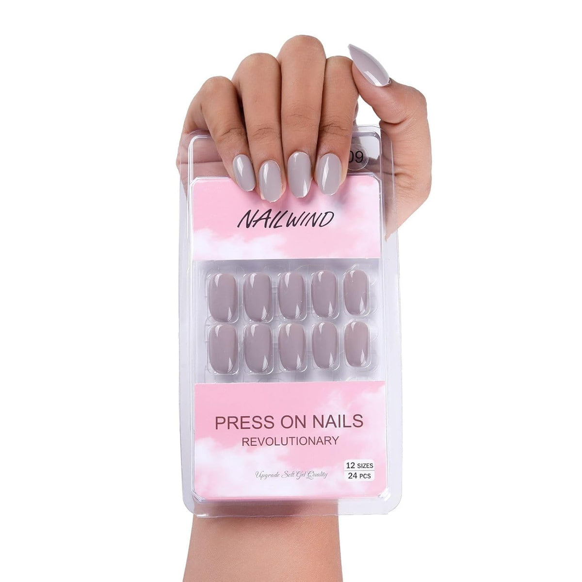 NAILWIND 24pcs Press on nails | Natural Short False Nails | Acrylic Full Cover Nails | Natural Fake Nails Delicate & Comfortable for Women and Girls (V-09)