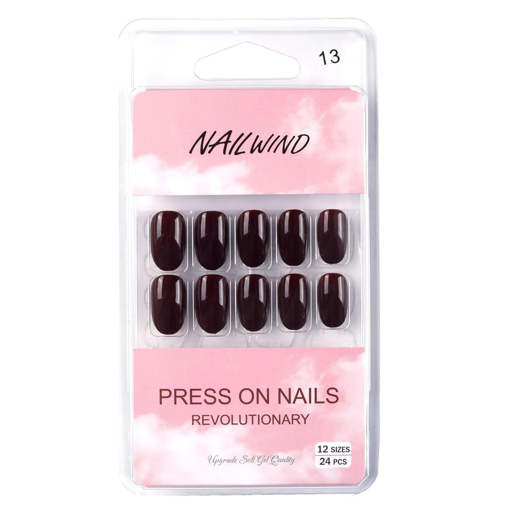 NAILWIND 24 Press on Nails | Natural French Short False Nails | Acrylic Full Cover Nails | Natural Fake Nails Delicate & Comfortable for Women and Girls (V-13)