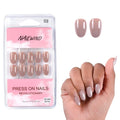 NAILWIND 24 Natural French Short False Nails Acrylic Full Cover Nails,Natural Fake Nails Delicate & Comfortable for Women and Girls (N03, 24 Count -Pack of 1)