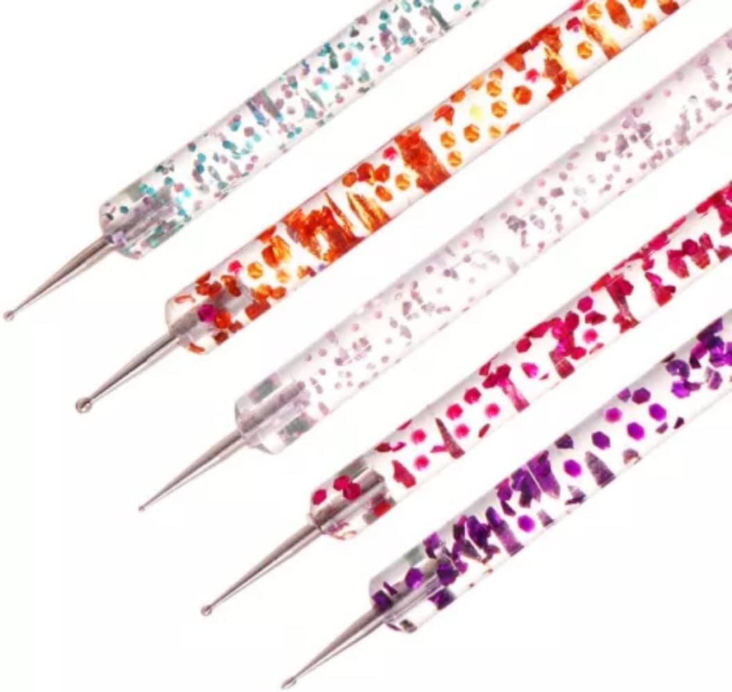 NAILWIND Nail Art Dotting Pen Dual?Ended Nail Art Brushes, Manicure Picking Pen for Rhinestones Steel Balls Pearls Nail Decoration, DIY Gel Nail Making Dots Design Pen (Multi, 5 PCS) - Image 8