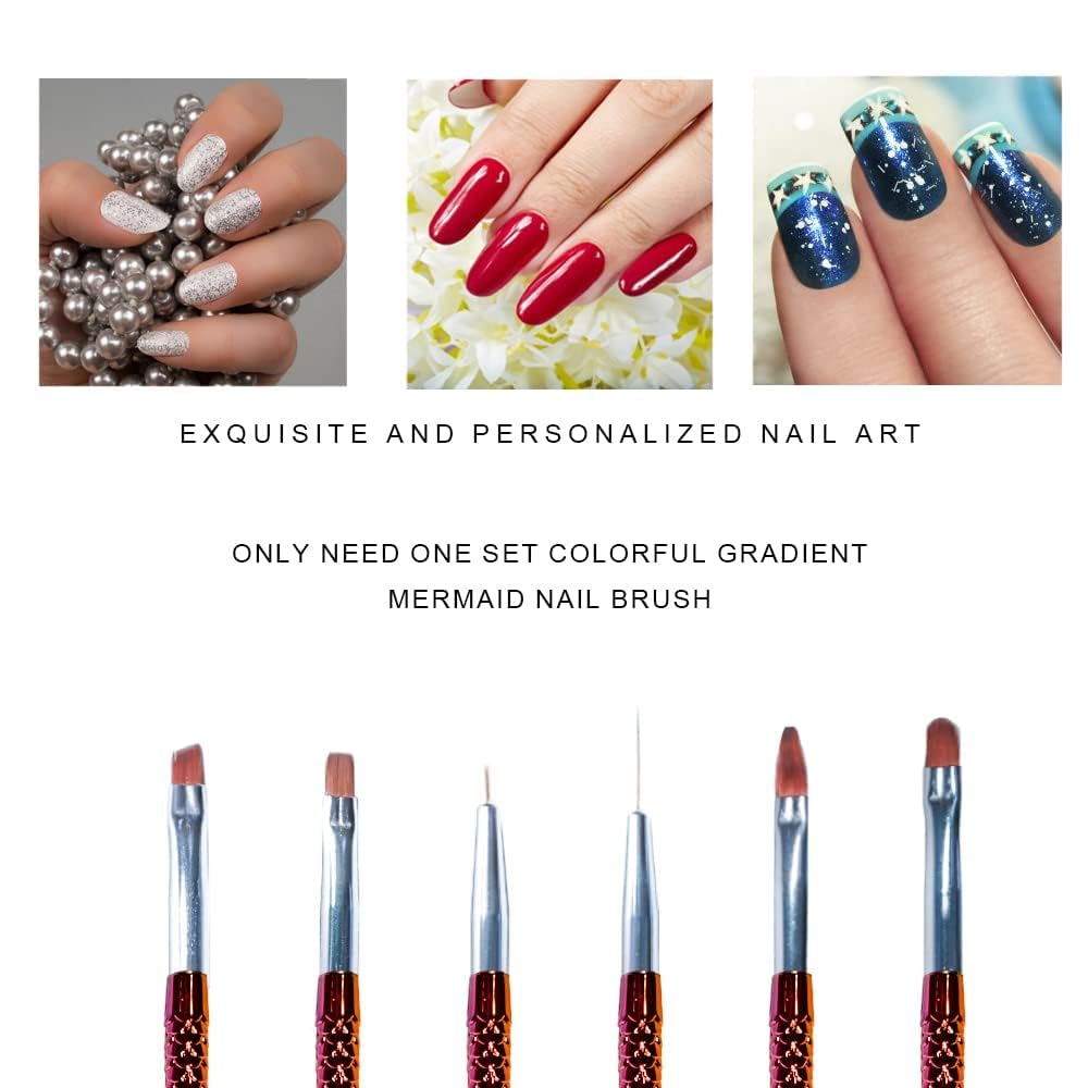 NAILWIND Mermaid Nail Art Brushes 7 Pcs, Nail Brush Pen,Gradient Mermaid Kit Easily Draw Various Design,Work Can be Done Easily at Home - Image 4