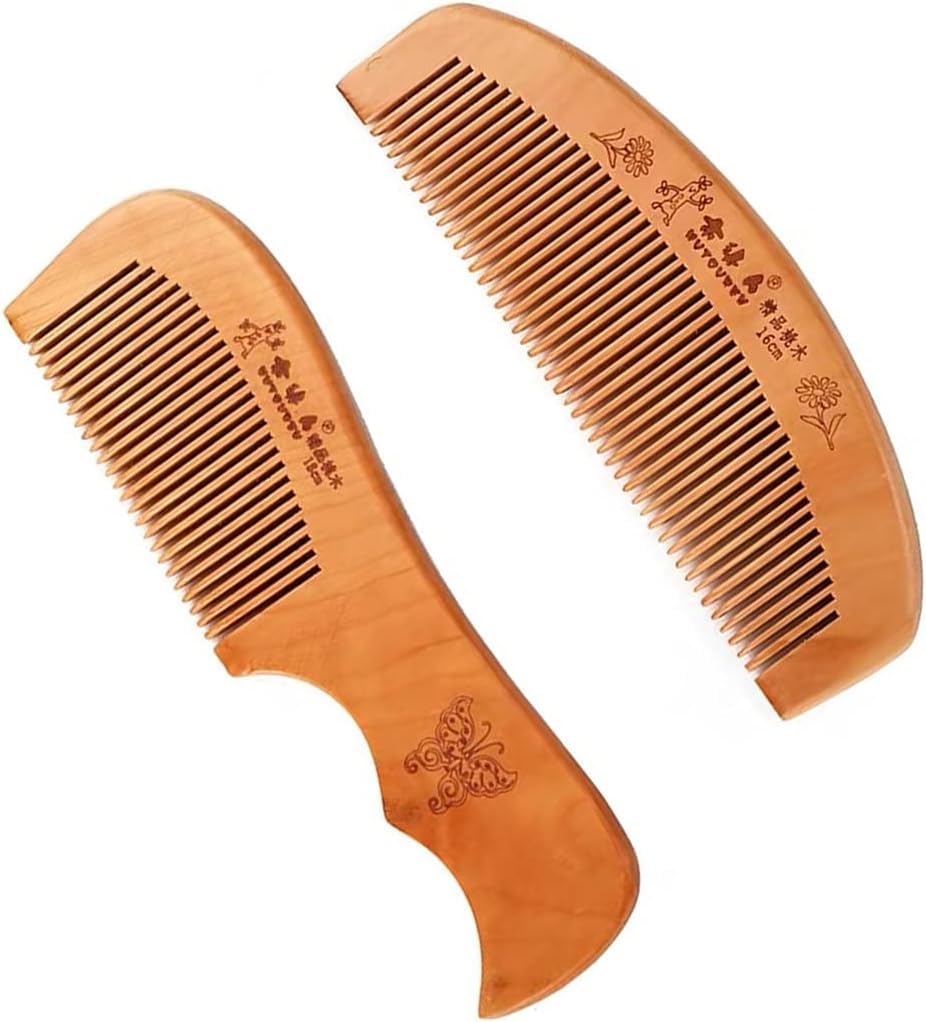 COSLUXE Wooden hair comb, Hair Comb,Natural Anti Static Wooden Massage Comb with Fine and Wide Tooth for Men and Women Moon-Comb + Wide-comb, Combo of 2 pcs - Image 8