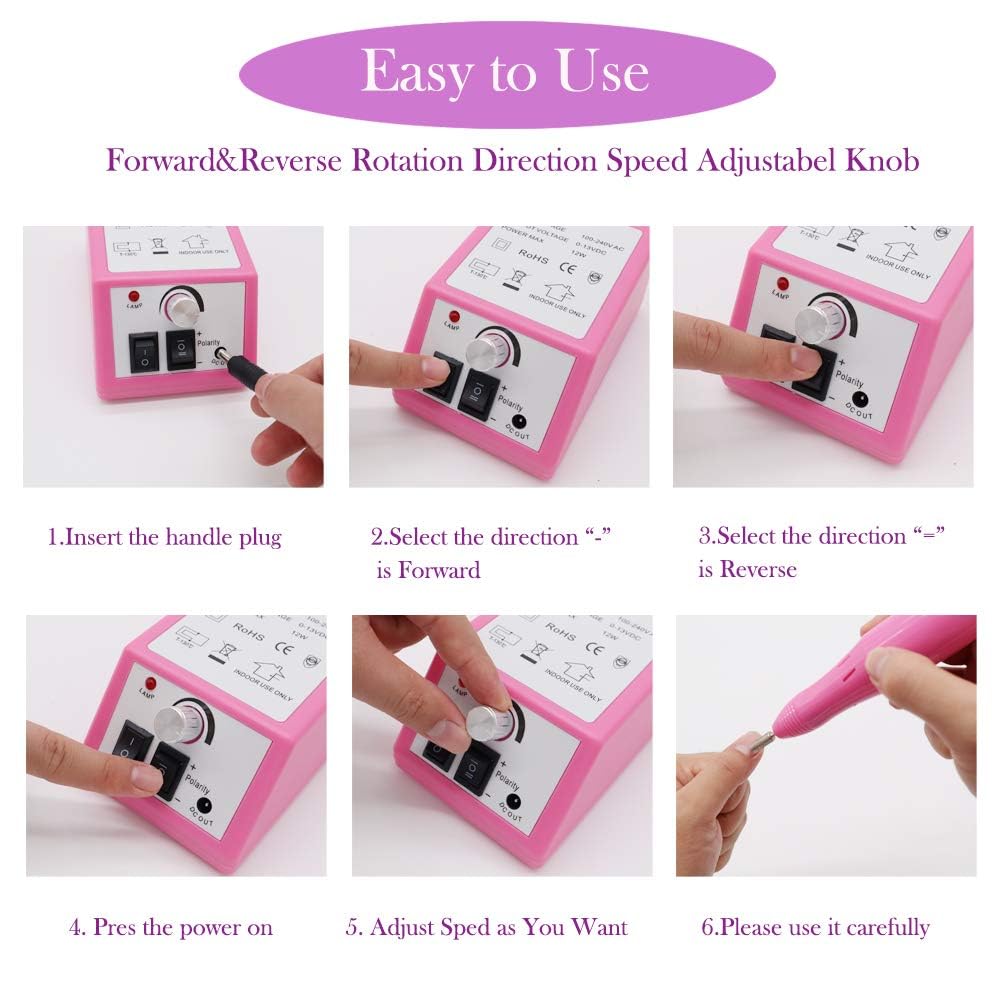 NAILWIND Professional Nail Drill Machine 20000 RPM, Electric Nail Drill, Nail File Kit for Acrylic Nails, Gel Nails Glazing Nail Art Polisher Sets for Home Salon Use Nail Drill Manicure Pedicure Set - Image 3