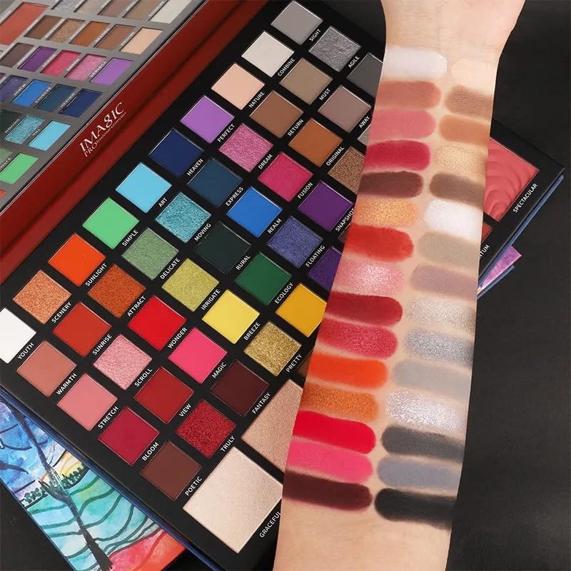 COSLUXE IMAGIC Cosmetic 56-Color Eyeshadow Palette, Rich Colour 4 in 1 Eyeshadow Long Lasting Shimmer Matte Eye Makeup Blush & Highlight & Contour 90g - Image 3