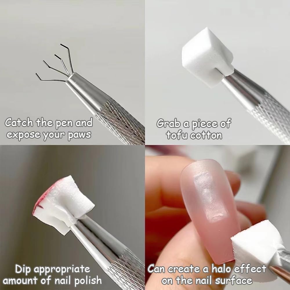 NAILWIND Nail Sponge , 4 Claws Nail Sponge Metal Grabber with 50 Pcs Mini Replaceable Nail Sponges Blocks for Ombre Nail Art, Stamping Tools Nail Art Tools Nail Accessories - Image 4