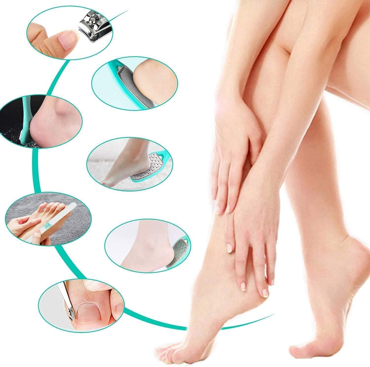 NAILWIND Nail and Foot Care Kit - Easy Callus Removal - Professional Beauty Tools, Pedicure Tools for Feet - 8 in 1 Pedicure Kit | Foot Scrubber for Dead Skin, Callus Remover, Foot Scraper, Foot File, Pitchfork, Filer for Nail Repair - 1 Set - Image 5